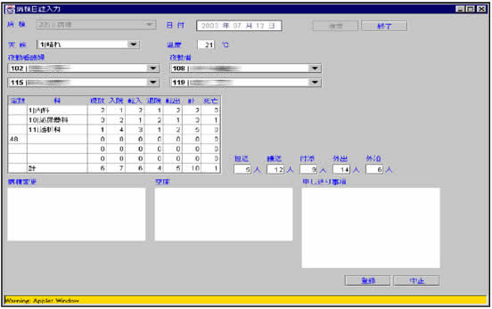 病棟日誌入力